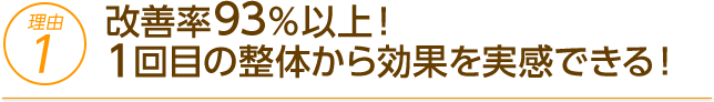 改善率は93%以上!多くの方が初回の整体から肩こりや腰痛の改善効果を体感しています